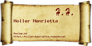 Holler Henrietta névjegykártya